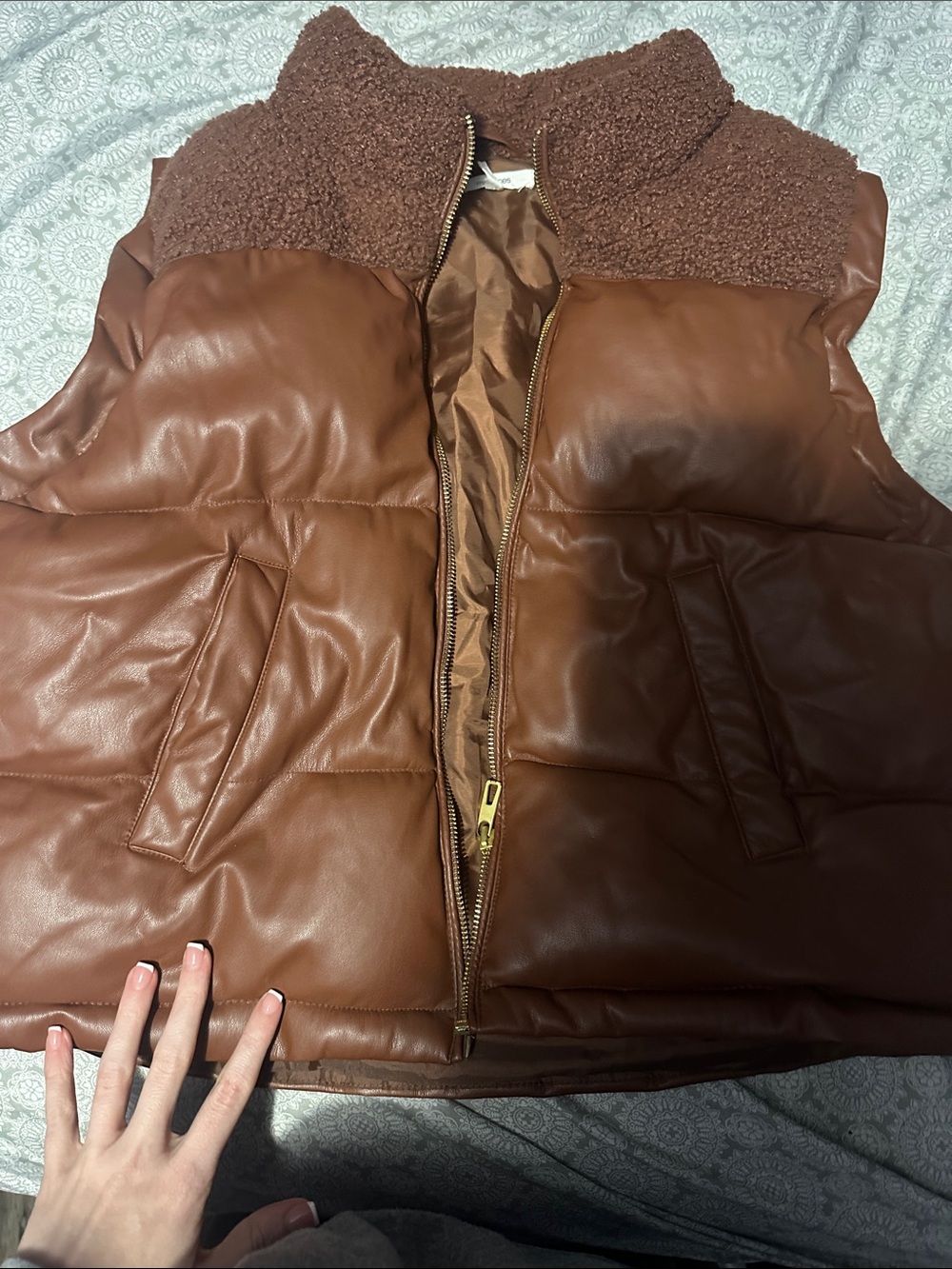 Maurices Brown Puffer Vest with Sherpa Collar - Picture 2 of 3